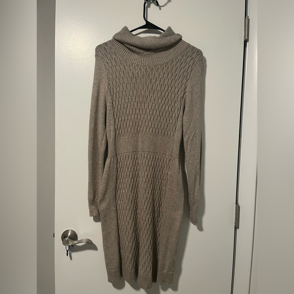 Old Navy Cowl-Neck Sand Cable Knit Dress